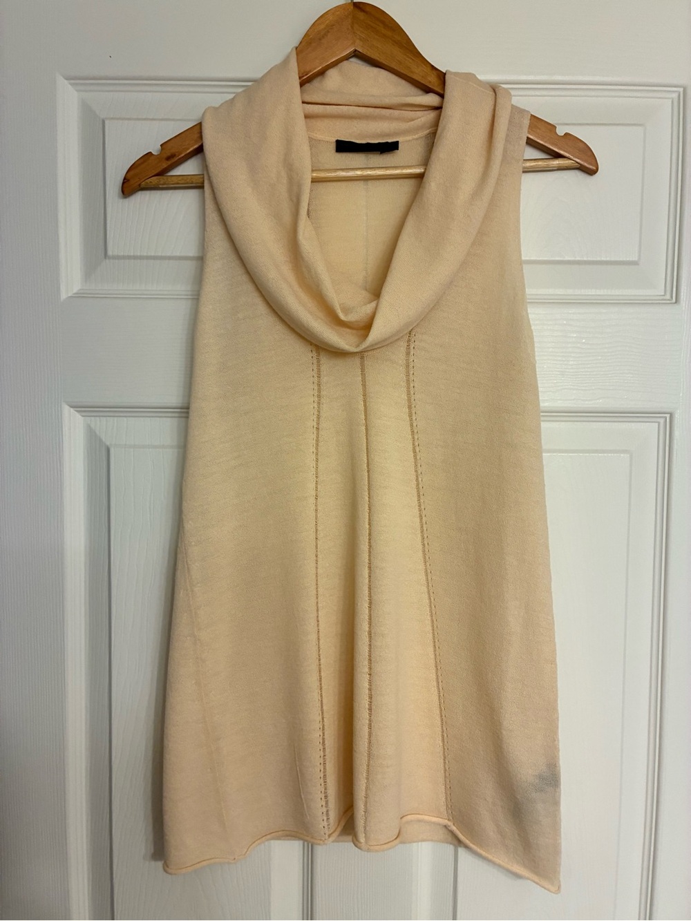 Donna Karan Wool Women’s Sleeveless Cowl Neck Sweater Vest - Cream
